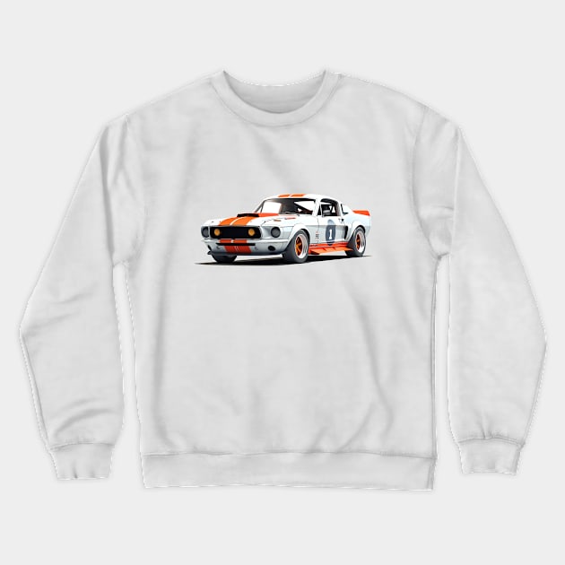 69 Mustang Fastback Racecar Cartoon Crewneck Sweatshirt by SynchroDesign